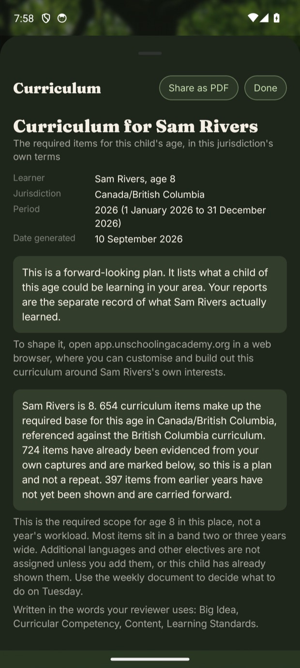 Curriculum on Android
