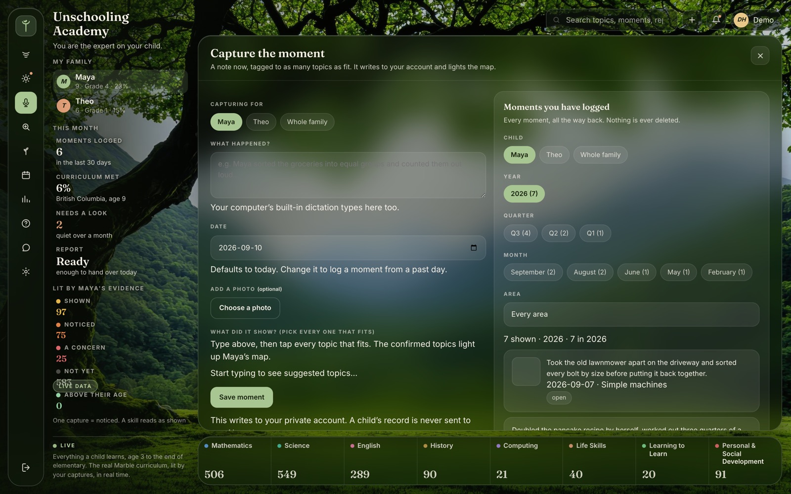 The desktop moments browser