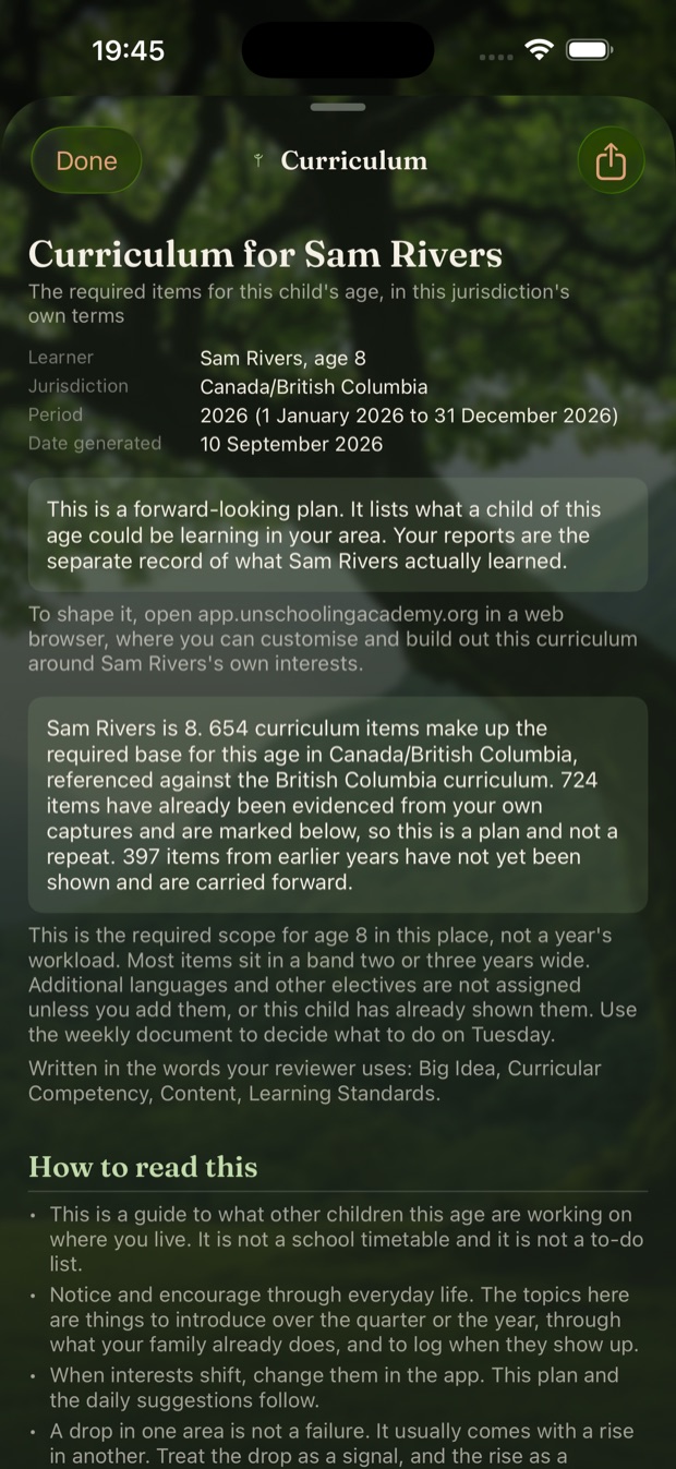 Curriculum on iPhone